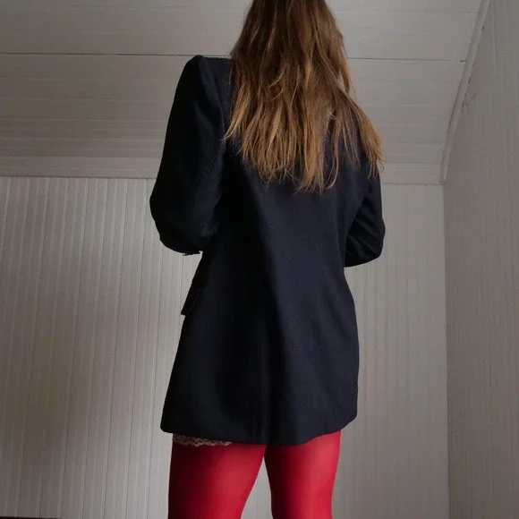 1990s Lauren Ralph Lauren gold bouillon crest navy wool twill blazer - Picture 3 of 9